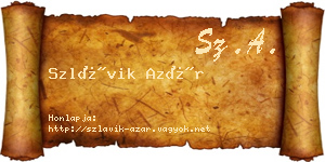 Szlávik Azár névjegykártya
